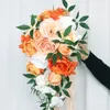 Kwiaty dekoracyjne ślubne ślubne bukiety sztuczne róże kwiat druhny panny młodej trzymanie mody zaręczynowe dekorenty imprezowe