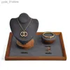 Smyckeslådor Mishitu Solid Wood Jewelry Display Magas Sieraden Opbergvak Display Ring Armband Ketting Opbergdoos Showcase Lade Organizer Trays L240323