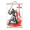 Cavalieri Templari Armatura Guerriero Poster stampato Arte da parete semplice per regalo Decorazione da appendere alla parete di casa - Banner da parete con pittura a scorrimento in legno su tela nordica LZ01
