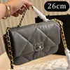 Umhängetaschen für Damen, Designer-Handtaschen, Geldbörsen, schwarze Tasche, cc, 19 Taschen, klassisches Modell, 21 oder 26 cm, Größe Goldkette, Sommergeschenke, Freizeit, Ausflüge, Damenhandtasche