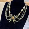 Chains Chinese Coffee Retro Necklace Female Tiger's Eye Beaded National Wind Butterfly Clavicle Chain