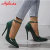 Aphixta Orange Luxus Kristalle Schnalle Pimp Super Hohe 12 cm Stiletto Heels Pumps Frauen Schuhe Spitz Bunte Party Pumps 240318