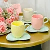 Kaffeekannen, Tulpen-Trinkbecher mit Untertasse, Keramik-Form, Teetasse, kreativer Vintage-Becher für Zuhause, Nachmittagstee, Geburtstagsgeschenk