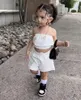 Clothing Sets 1-8Y Baby Girls Clothes White Sleeveless Crop Tops Shorts Pants Summer Fashion Outfits For Kids Children's Girl