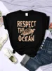 T-shirt pour femmes Respect The Ocean Green Turtle T-shirt en coton adapté aux femmes respirant tous les mathématiques T-shirt décontracté surdimensionné à manches courtes niveau supérieur 24323