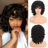 Parrucche Parrucca corta bionda con frangia 12 "Capelli sintetici Parrucca riccia afro crespa per donne nere Parrucca riccia cosplay senza colla femminile