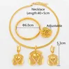 Necklace Earrings Set Dubai Gold Color Jewelry Women Lady Elegant Bow Shape Pendant Fashion Charm Bracelet Ring Bride Wedding