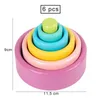 Sorting Nesting Stacking toys Baby wooden rainbow stacked nest cup block circular natural stackable bowl colored Montessori childrens toy 24323