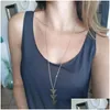 Naszyjniki wisidanta naszyjnik w stylu vintage trójkąt długi łańcuch Kobiety Choker Collana Sweter Bijoux Collier Femme Drop dostawa biżuteria wisiorek dhhae