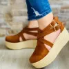 Lägenheter kvinnor lägenheter plattform skor mode laceup halm Hälkilarna sneakers vulkaniserar casual zapatillas mujer 43