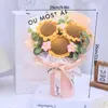 Decorative Flowers Sunflowers Crochet Teacher's Day Gift Artificial With Gifts Bag Knitting Bouquet Mother's Wedding Decor