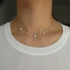 Halsband delikat sunburst stjärna charm halsband delikat 925 sterling silver tunn choker kedja julklapp stjärna pendell elegansstil