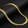 夏の高級デザイナーホットセールアンティークフラットヘビチェーンネックレス4/7 mm 14kゴールドネックレスロングチェーン女性と男性の宝石