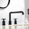 Rubinetti per lavandino del bagno Stile industriale ORO / NERO Rubinetto in ottone Rame Tre fori Due maniglie Miscelatore lavabo Acqua fredda fatto a mano