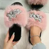 Slippers Outside Wear Women 2024 Autumn Winter Female Flowers Rhinestone Thick Bottom Home Shoes Walking Mesh Flat