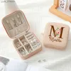 Jewelry Boxes Personalized Customization Letter Name Jewelry Earrings Necklace Ring Storage Box Travel Portable Leather Jewelry Zipper Box L240323