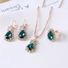 Necklace Earrings Set Trendy Fashion Crystal Jewelry Adjustable Ring For Women Girls Anniversary Gift Wholesale