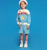 Clothing Sets 2024 Spring Korean Baby Jacket Outwear Sweet Kids Knitted Cardigan Cartoon Girl Boy Sweatshirts And Pant Suit Child Coats