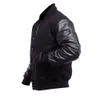 Trendy masculino Varsity Letterman – Lã bomber de beisebol da faculdade de ensino médio + jaqueta de couro sintético masculina