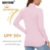 T-shirt da donna KEFITEVD Estate UPF 50+ T-shirt da donna a maniche lunghe Protezione dalla pelle/dal sole/dai raggi UV Asciugatura rapida Nuoto Escursionismo Pesca Camicia all'aperto 240323