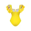 Costume da bagno da donna Costume intero con abito da spiaggia Jupe Costume da bagno firmato bikini di lusso Beache Sarong in giallo