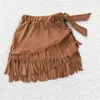 Mädchenkleider Großhandel Western-Boutique-Kleidung Bohemian für Baby-Mädchen-Kleidung Khaki-Gold-Samt-Fransenröcke