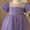 Robes de fille Nouvelle robe de soirée fille été robe de princesse élégante robe en maille violette 1-9 ans robe de fête d'anniversaire pour enfants 24323