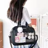 Axelväskor kvinnors japanska stil kawaii väska ita transparent jk tote handväska student preppy lyx messenger crossbody