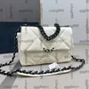 Womens Designer19 Series Panda White Classic Mini Flap Quilted Shoulder bag Black Metal Chain Handle Totes Crossbody Shoulder Handbag With Serial Number Purse 25cm