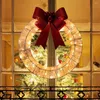 Decorative Flowers Lighted Christmas Wreath With 18.5'' 400LT Warm White LED Metal Lights Frame Covered Champagne Glittering Sequins