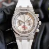 Мужские часы с бриллиантами, кварцевые механические часы с бриллиантами, 42 мм, водонепроницаемые, модные, деловые, роскошные наручные часы