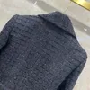 Damenjacken Gestrickter Wollanzugkragen Kurzmantel Weibliches helles Plaidfutter Kleines Südöl im Tweed-Jacquard