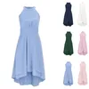 Meisjesjurken Kinderen Meisjes Tule Chiffon Jurk Halter Bloem Avond Proms Bruiloft Verjaardagsfeestje Effen Baljurk