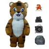 Mascottekostuums 2m/2,6m/3m Giant Iatable Tiger-kostuum Volwassen echte dierenkarakter Opblaasbaar mascottekostuum Wandelen Draagbare outfit voor evenementen