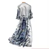 Casual Dresses Limiguyue Bohemian Blumendruck Weiche Seide A-Line Midi Kleid Frauen Vintage Temperament Satin Sommer Chiffon Vestidos E398