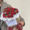 Fiori decorativi 1 pezzo di mazzi di fiori di rosa da tavolo, bouquet singolo lavorato a maglia rifinito all'uncinetto per decorazioni di nozze, regalo di San Valentino per la mamma