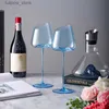 Copos de vinho Copo de vinho chanfrado criativo com caixa de presente Cristal nórdico transparente cálice colorido copos de vinho de cor francesa rosa e azul L240323