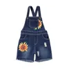 Jumpsuits Boiiwant Girls Casual Suspender Trousers Square Collar Sleeveless Denim Tyg Overgaver Navy White Shorts 2-7 Years Drop Deli OTJ41