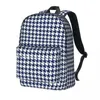 حقائب الظهر Houndstooth Navy Blue White Travel Backpacks Men Streetwear School Facs Design Deact