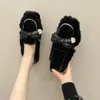 Casual Shoes Woolen Women Wear 2024 Autumn And Winter Rhinestone Fairy Bow Velvet Lefu Versatile Warm Cotton