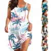 Casual Dresses Dress Women's Halter Neck Tropical Coconut Print Fashion för tonåringar