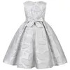 Girl's Dresses Silver Embroidered Flower Dress for Girls Thick Satin Sleeveless Childrens Clothing Childrens Birthday Clothing 2 to 8 10 Years 24323