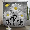 Tende da doccia Pianta Girasole Farfalla Fiori Tenda Stampa Moderna Nordica Minimalista Poliestere Decorazioni per la casa Bagno con ganci