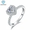 Anelli a grappolo Doppi gioielli Amore a forma di cuore Moissanite per Lady S925 Argento sterling Festa di anniversario di matrimonio All'ingrosso