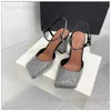 Sandals 2024 Summer New Mary Jane Womens Water Diamond Sandals Square Head Thick High Heels Banquet Party Fashion Womens Sexy Sandals T240323