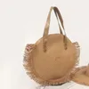 Umhängetaschen Damen Damen Runde Strohtasche Handtasche mit Reißverschluss für den Sommer