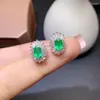 Stud Earrings KJJEAXCMY 925 Sterling Silver Inlaid Natural EmeraldWomen's Fashion Elegant Ol Sealed Gem Ear Support Detection