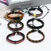 Armreif 6 Teile/satz Mix Handmade Weave Charm Wrap Männer Echtes Leder Armbänder Für Frauen Armreifen Einstellbar Männlich Schmuck Großhandel 2024