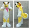 Yellow Long Fur Husky Mascot Costume Cartoon Theme personage Carnival Festival Fancy Dress Kerstmis volwassenen Verjaardagsfeestje Outdoor Outfit