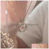 Anhänger Halsketten Koreanische Mode Vintage Hohl Rosa Kristall Herz Silber Farbe Kette Hals Halskette Für Frauen Ästhetischen Schmuck Drop Del Dhpi5